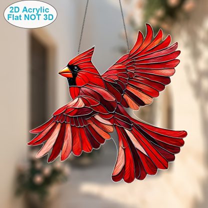 1pc, 2D Acrylic Cardinal Bird Sunlight Absorber, 8"x8" Garden and Home Decor, Animal Theme, Christmas Decor, Inspired Gift for Women, Birthday and Retirement Gift, Red Room Decor