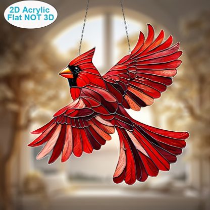 1pc, 2D Acrylic Cardinal Bird Sunlight Absorber, 8"x8" Garden and Home Decor, Animal Theme, Christmas Decor, Inspired Gift for Women, Birthday and Retirement Gift, Red Room Decor - Image 2